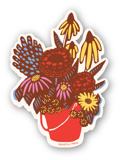Eco Friendly Flower Bucket Die Cut Sticker