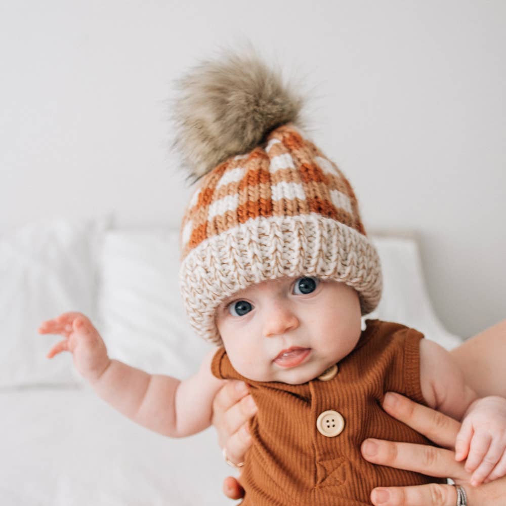 Sienna Buffalo Check Pom Pom Beanie Hat Baby &amp; Kids