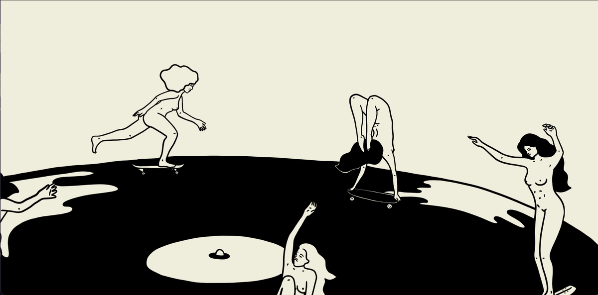 Skate Session on Vinyl Record Retro Art Print