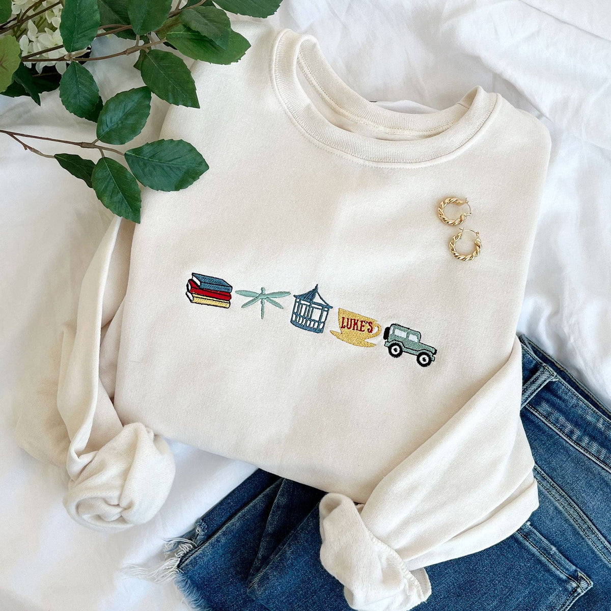 Gilmore Girls Icons Embroidered Crewneck Sweatshirt