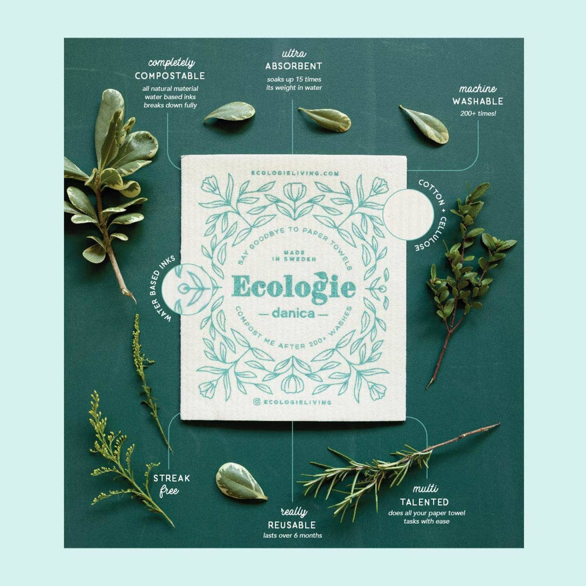 Fern & Frond Swedish Dishcloth