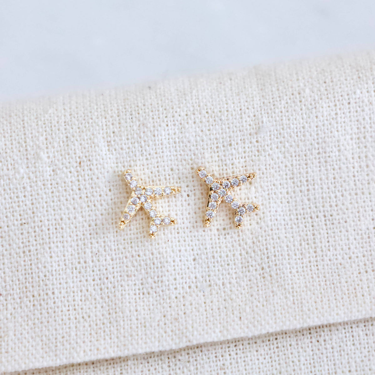 CZ Airplane Earrings 