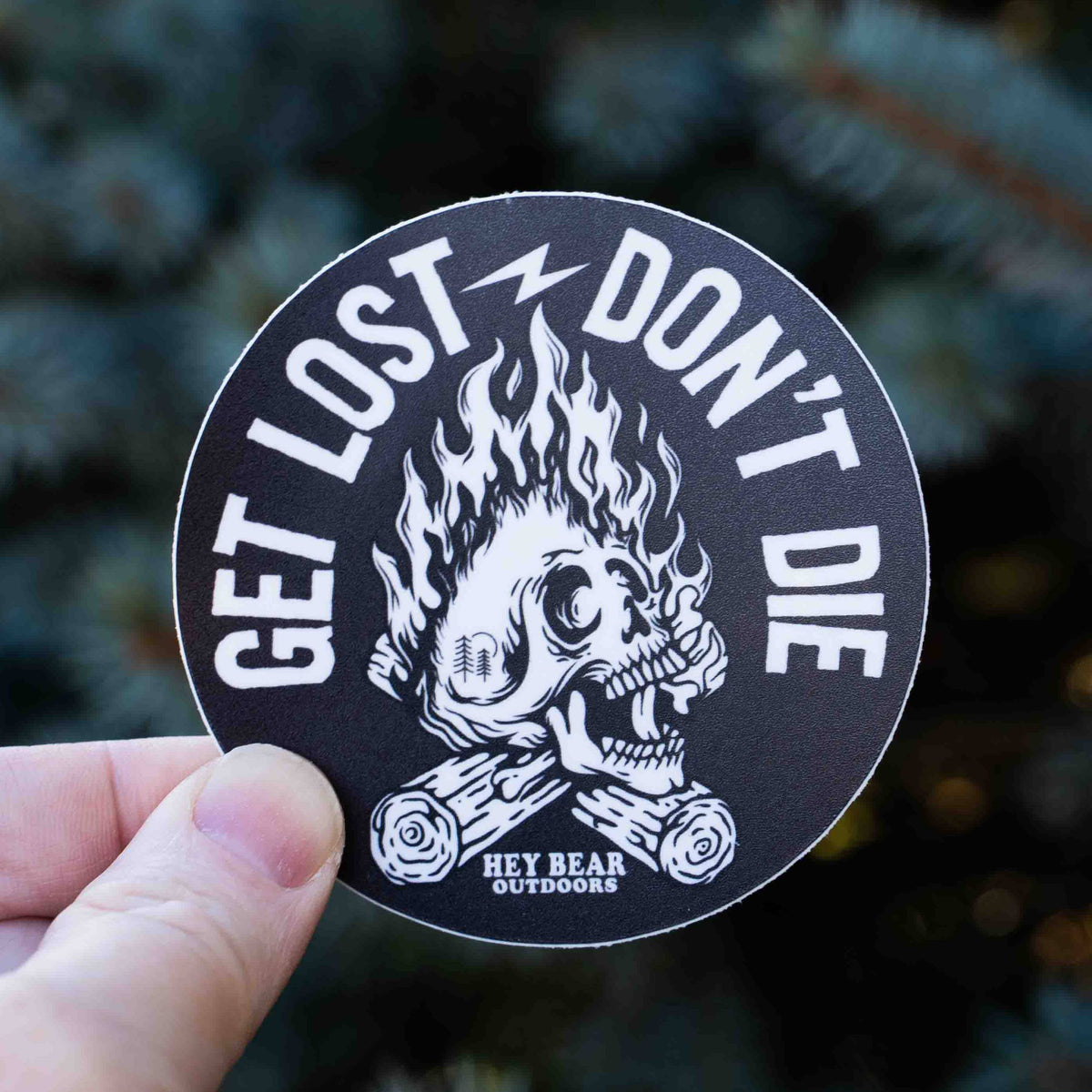 Get Lost - Don't Die Flaming Skull Sticker