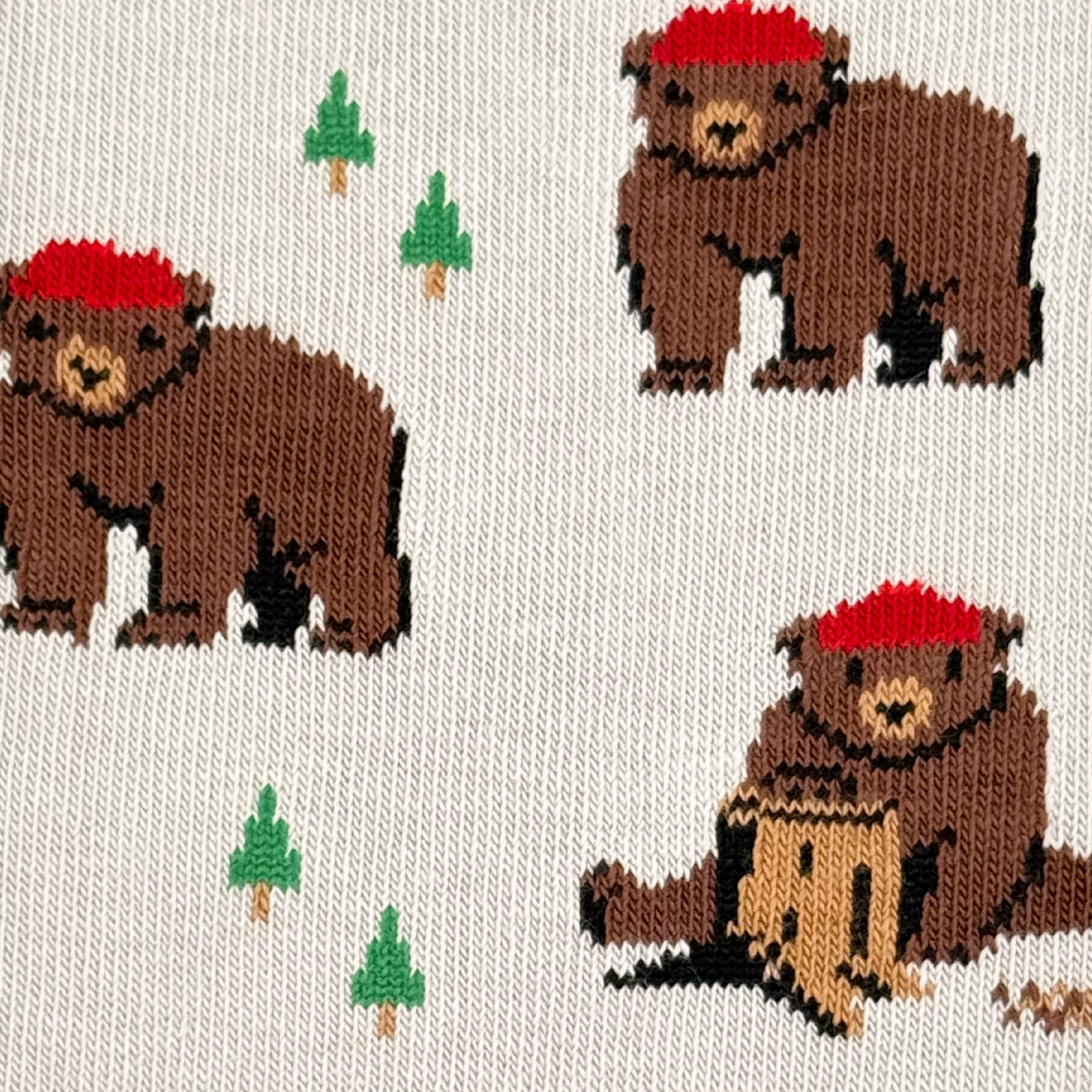 Men&#39;s Bear in Hat and Trees Socks