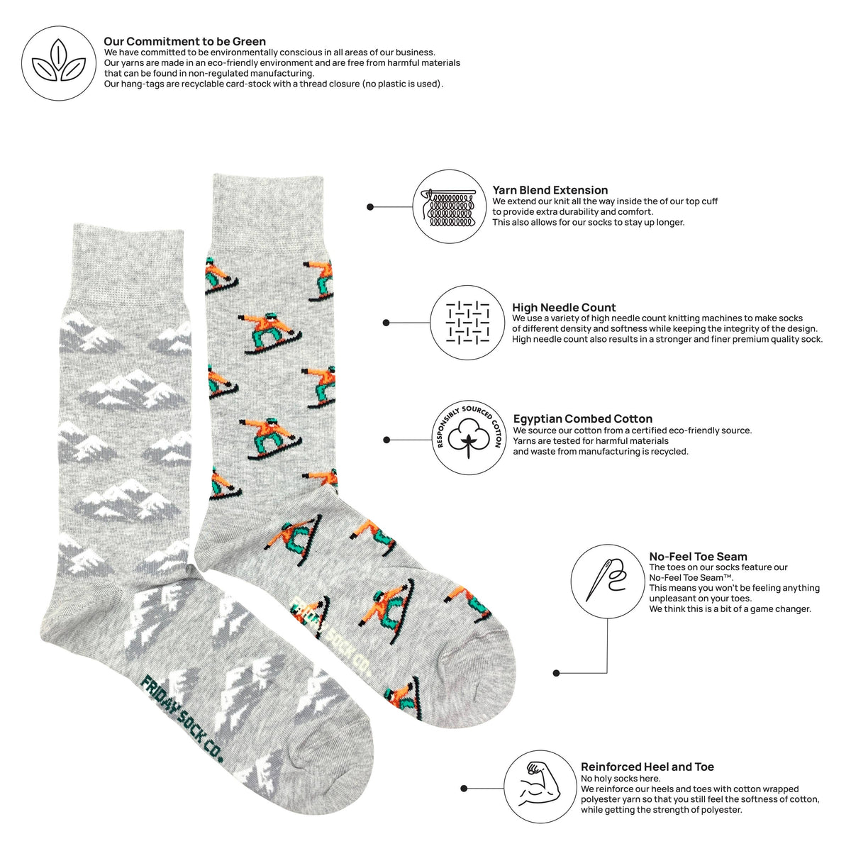 Men's  Mountain & Snowboarder Mistmatched Socks