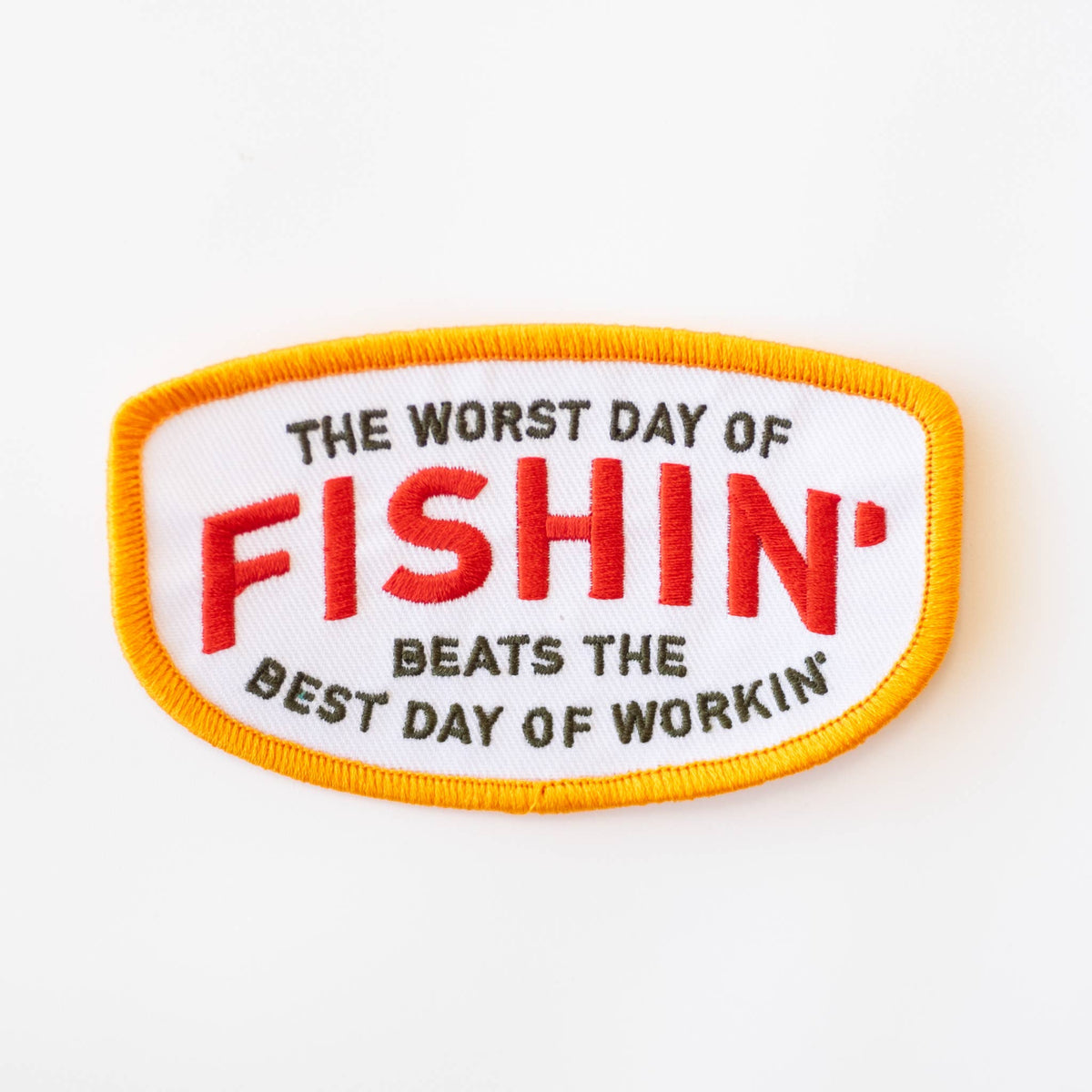 Fishin' Beats Workin' Embroidered Iron on Patch