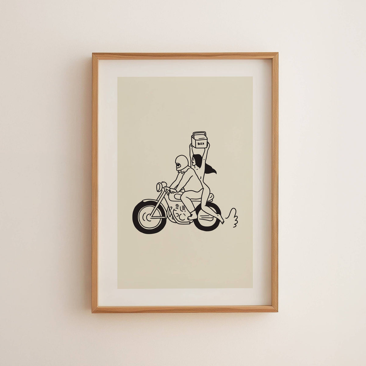 &quot;Beer Run&quot; Minimal Motorcycle Wall Art Retro Home Decor