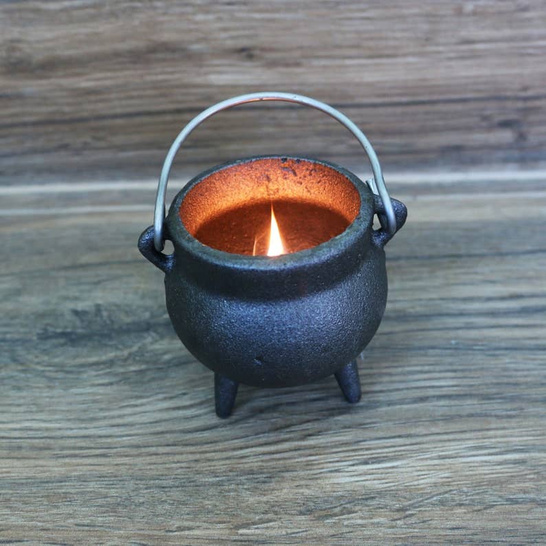 Mini Plain Cast Iron Cauldron w/ Lid