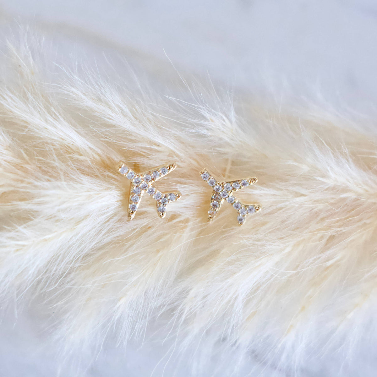 CZ Airplane Earrings 