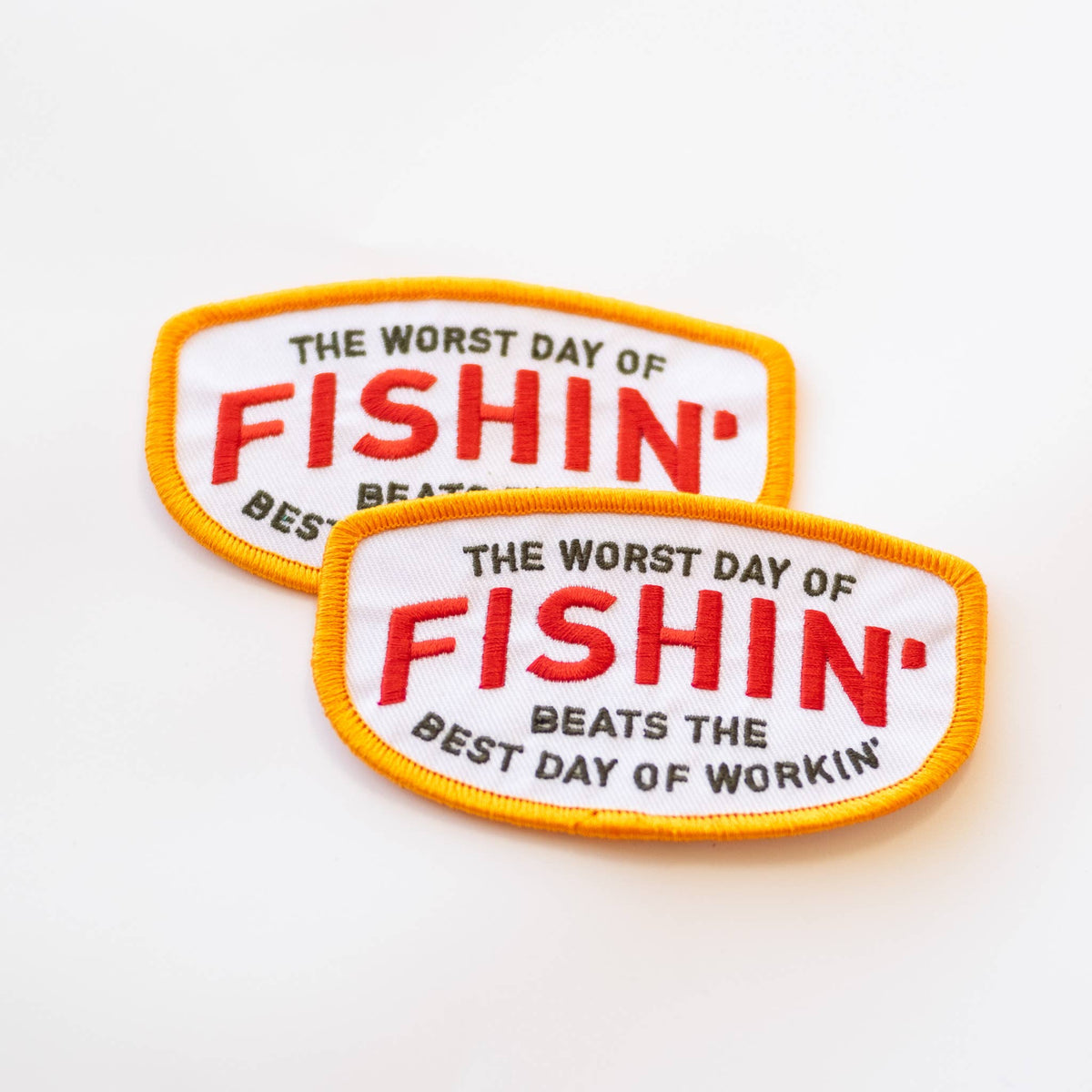 Fishin&#39; Beats Workin&#39; Embroidered Iron on Patch