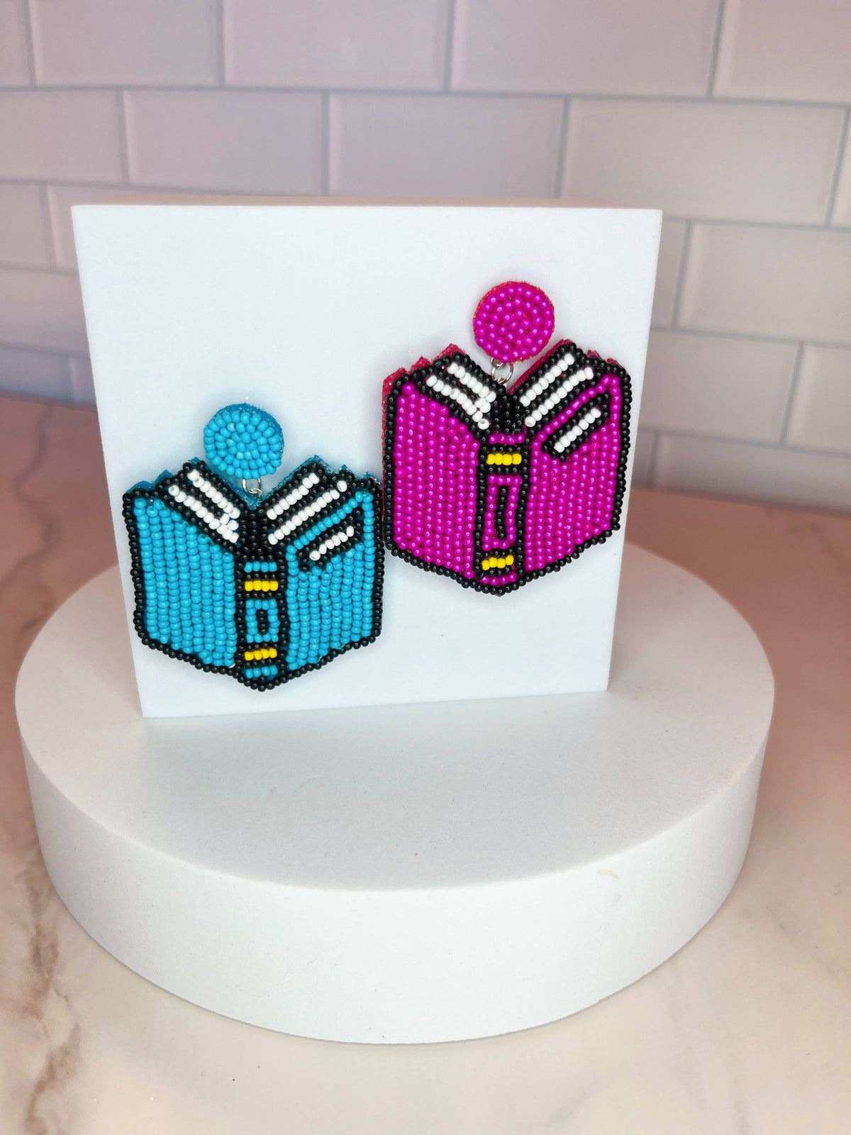 Booked & Beadsy Reading Earrings Beaded Book Dangle Jewelry