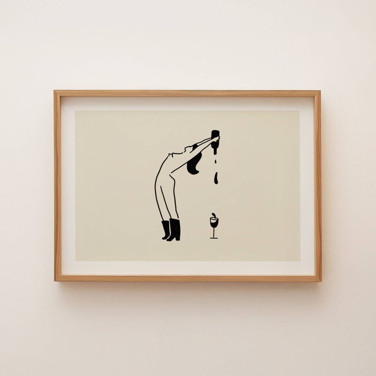 "Bottoms Up" Minimal Natural Wine Art Print