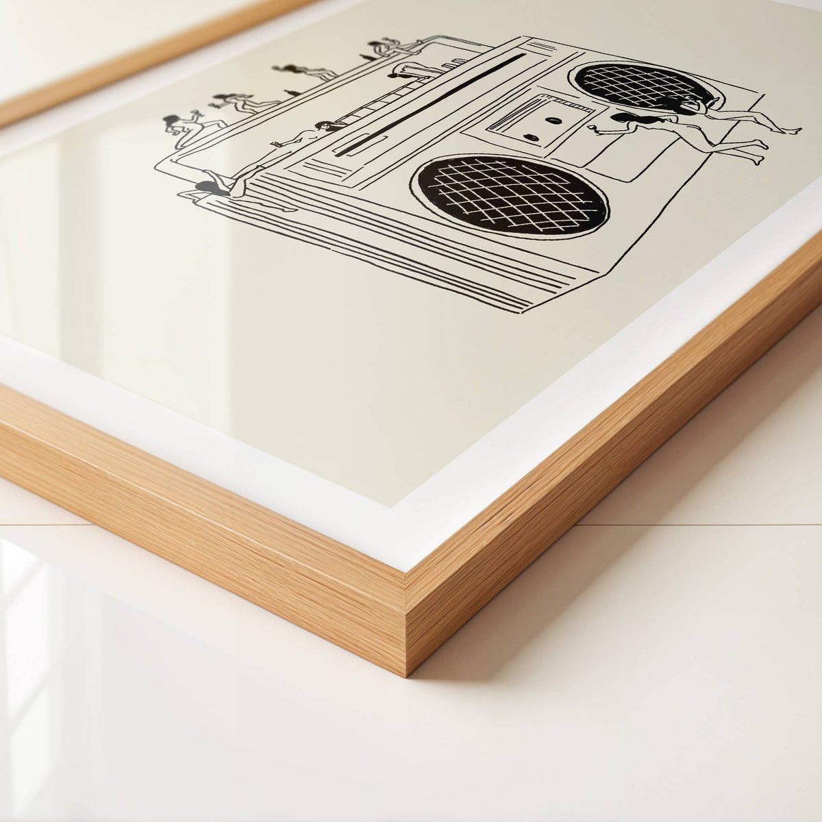 "Boom Box" Vintage Music Illustration Wall Art Print