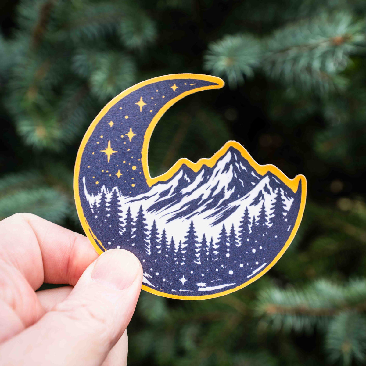 Night Sky Adventures - Stars & Moon Nature Mountains Sticker
