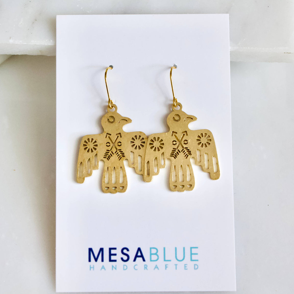 Brass Thunderbird Earrings