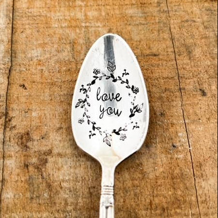 Love You Garland Vintage Stamped Spoon