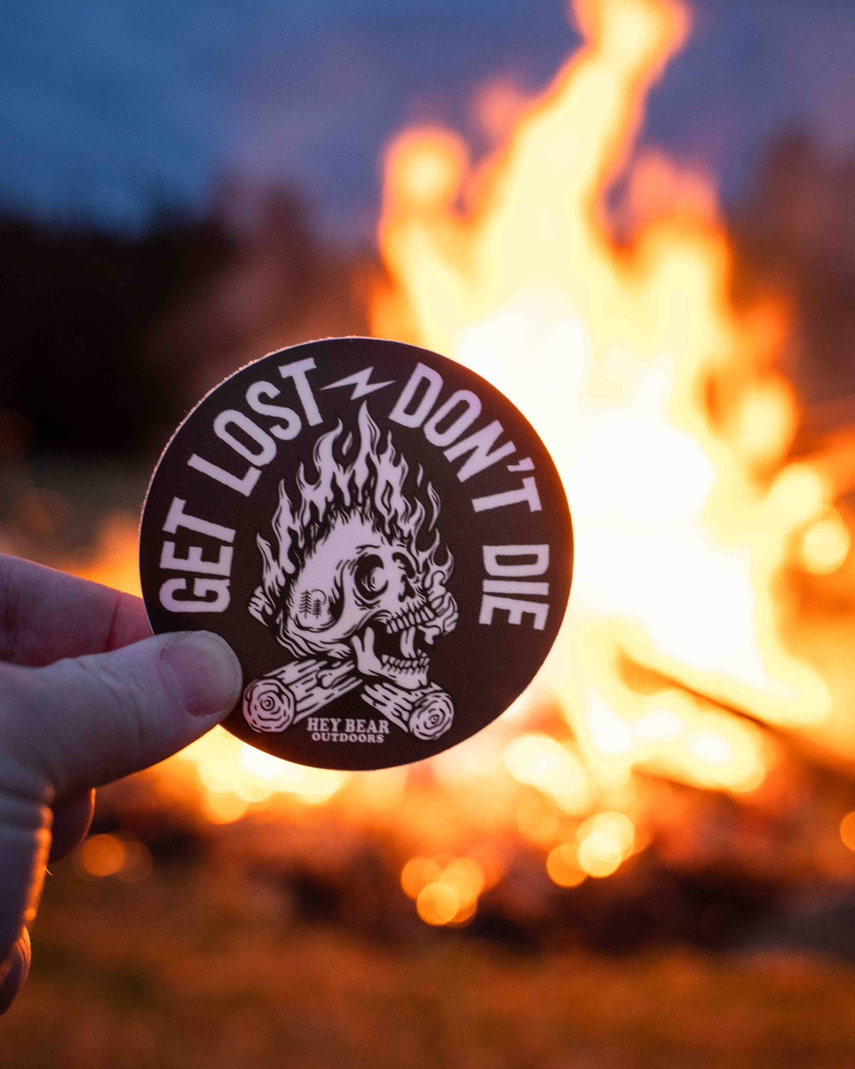 Get Lost - Don't Die Flaming Skull Sticker
