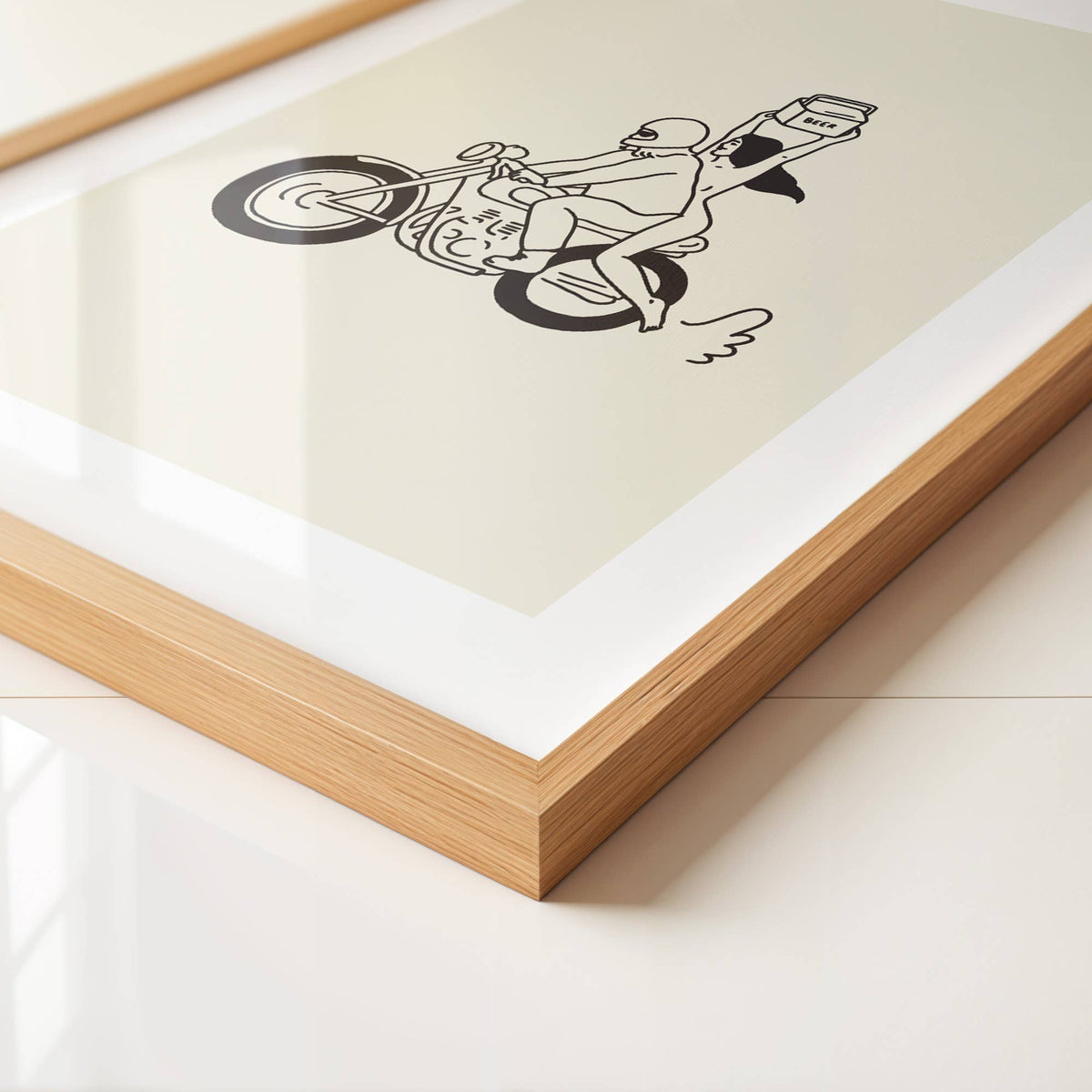 &quot;Beer Run&quot; Minimal Motorcycle Wall Art Retro Home Decor