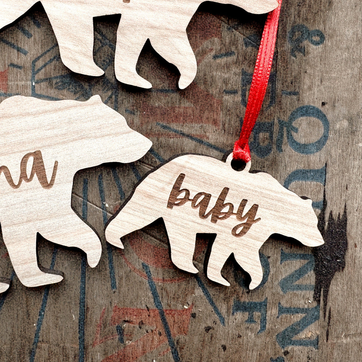 Baby Bear Wood Ornament