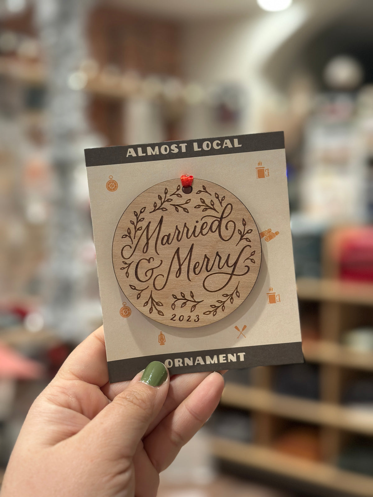 Married and Merry 2023 Wooden Ornament