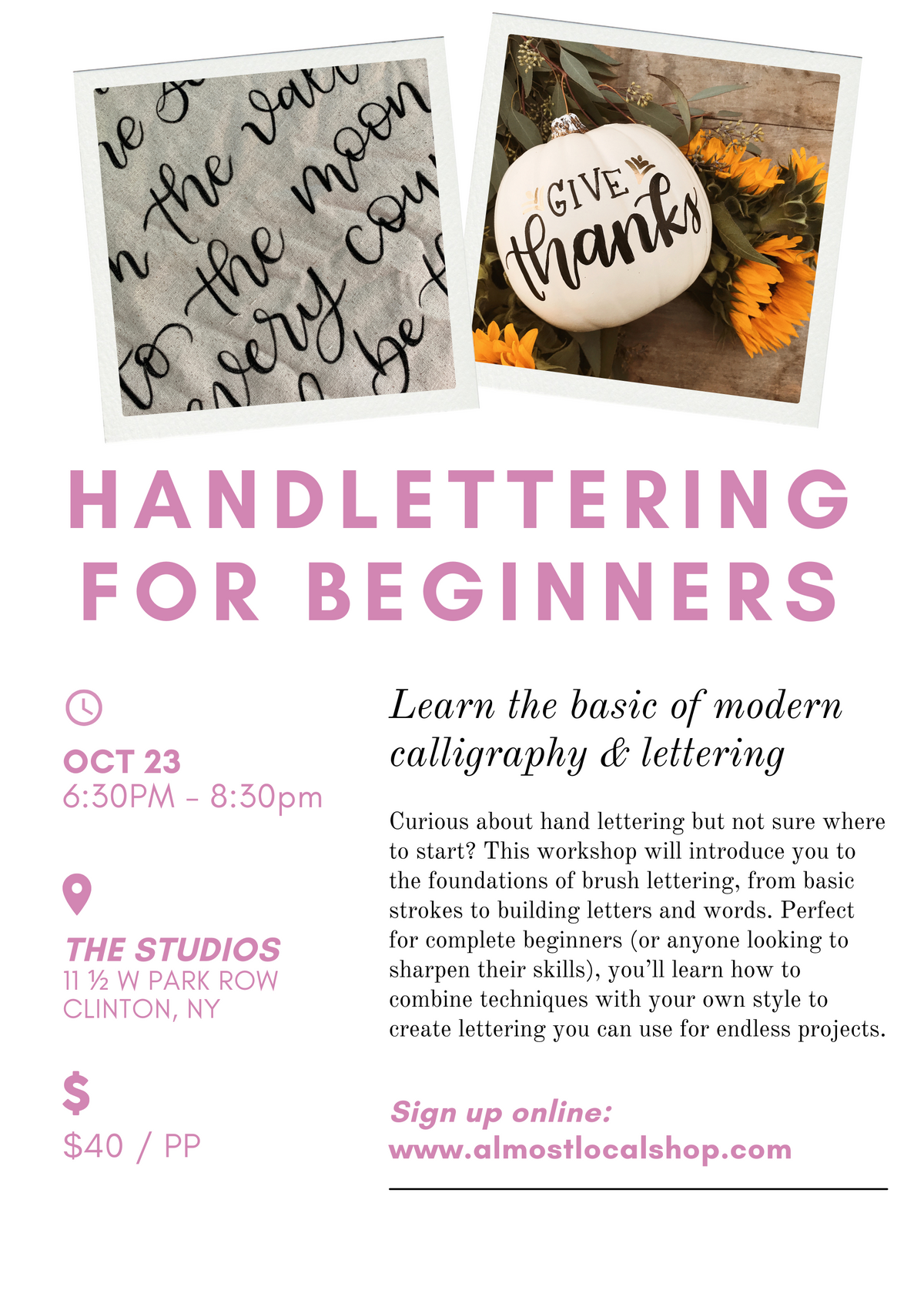 Hand Lettering for Beginners Workshop