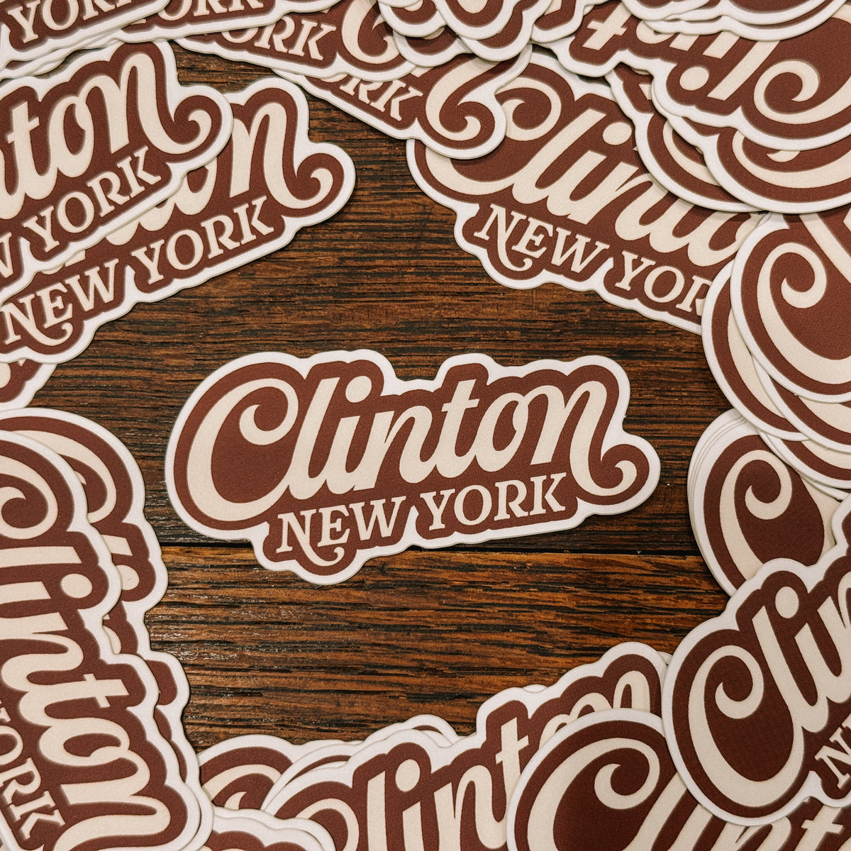 Clinton New York Burgundy Sticker