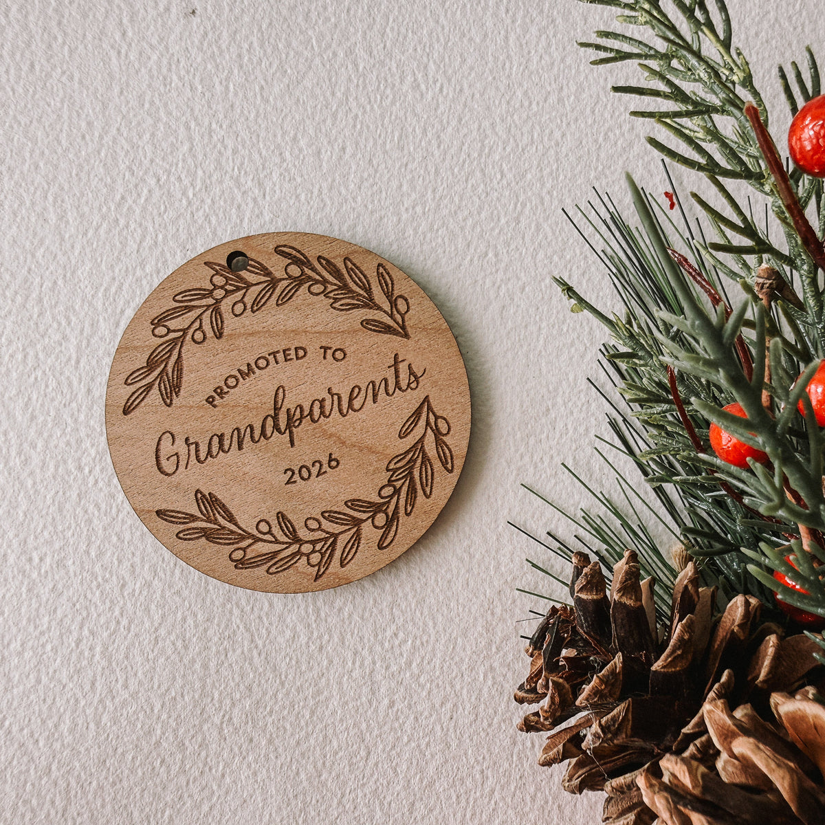 Promoted to Grandparents Wood Ornaments