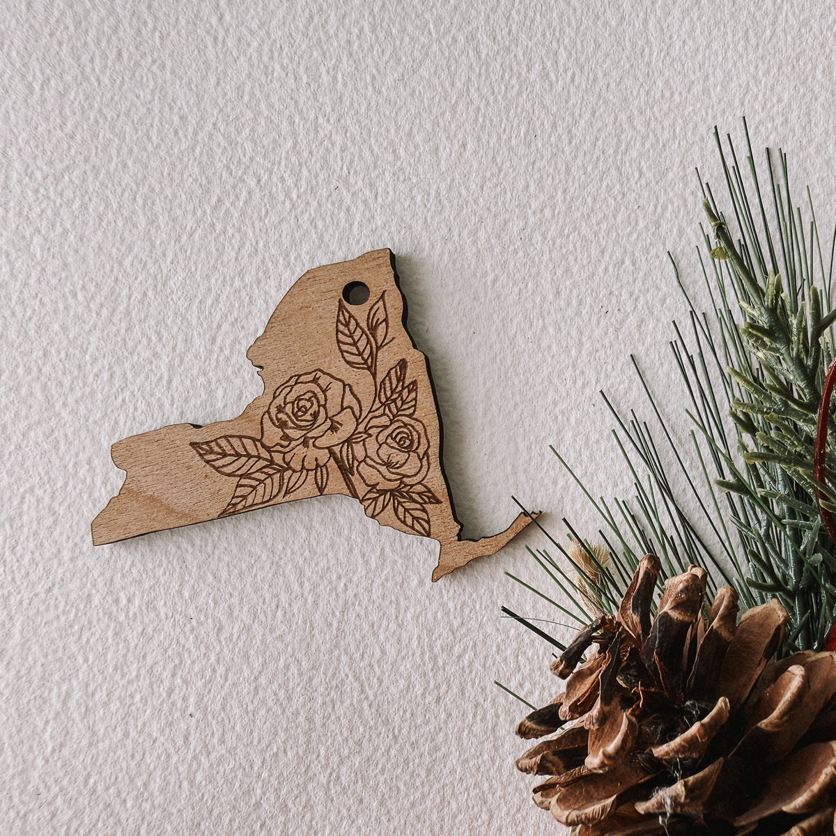 New York State Flower Wood Ornament