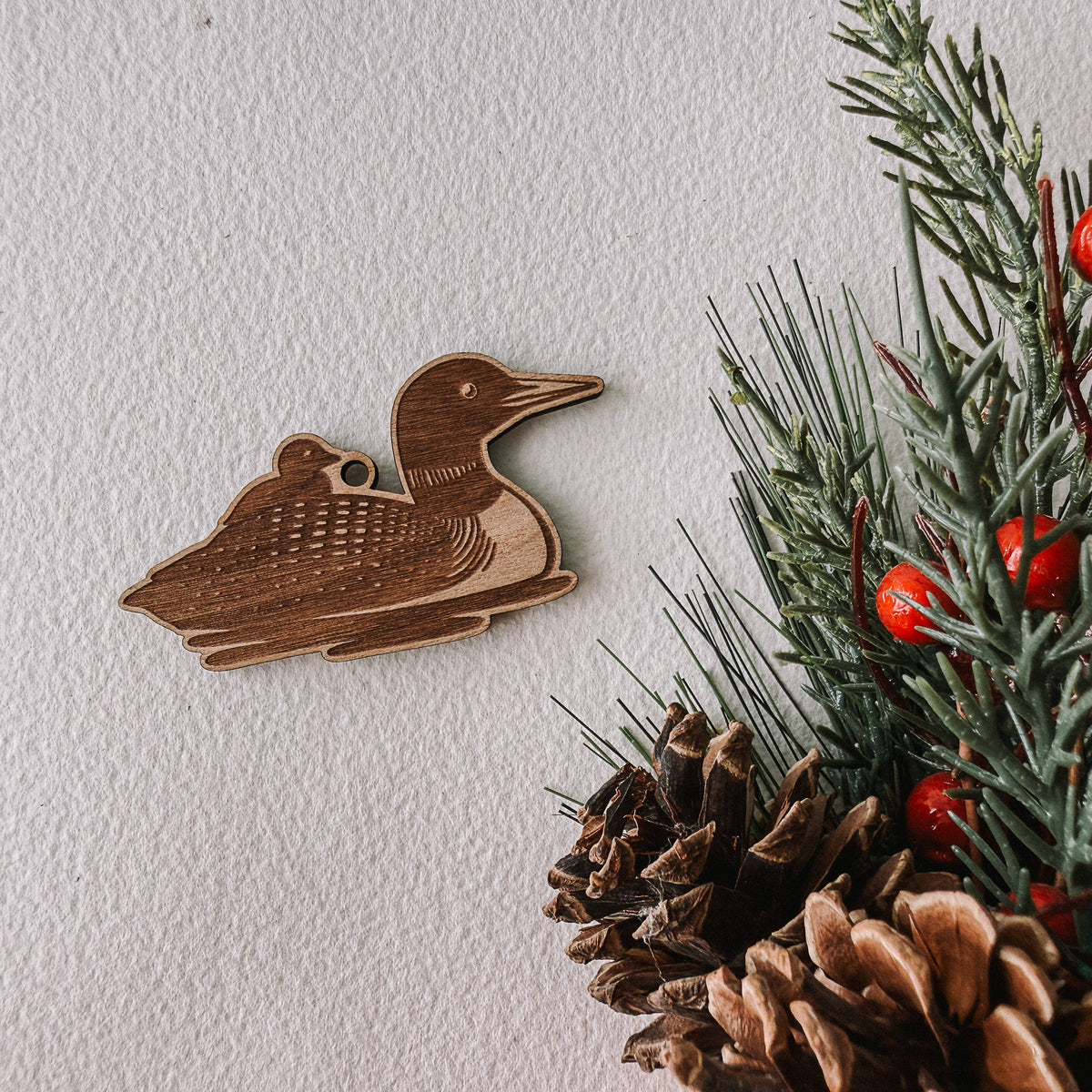Loon and Baby Wood Ornament