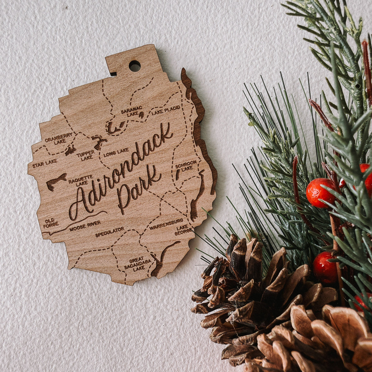 Adirondack Park Map Wood Ornament