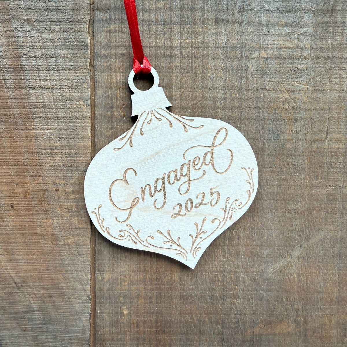Engaged 2025 Wooden Ornament