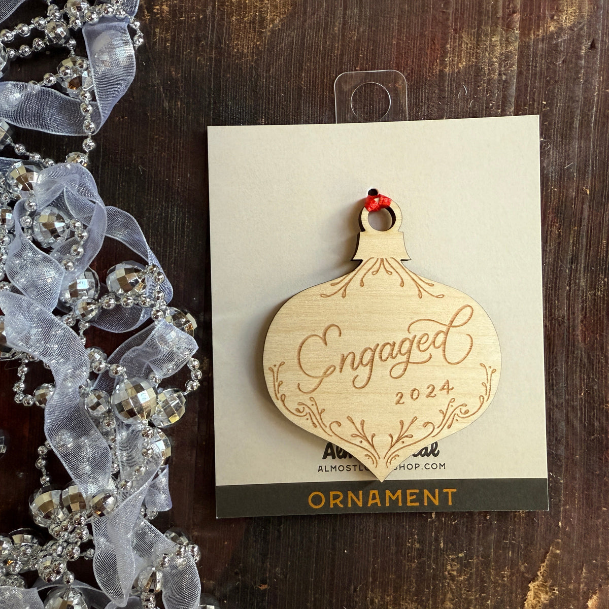 Engaged 2026 Wood Ornament