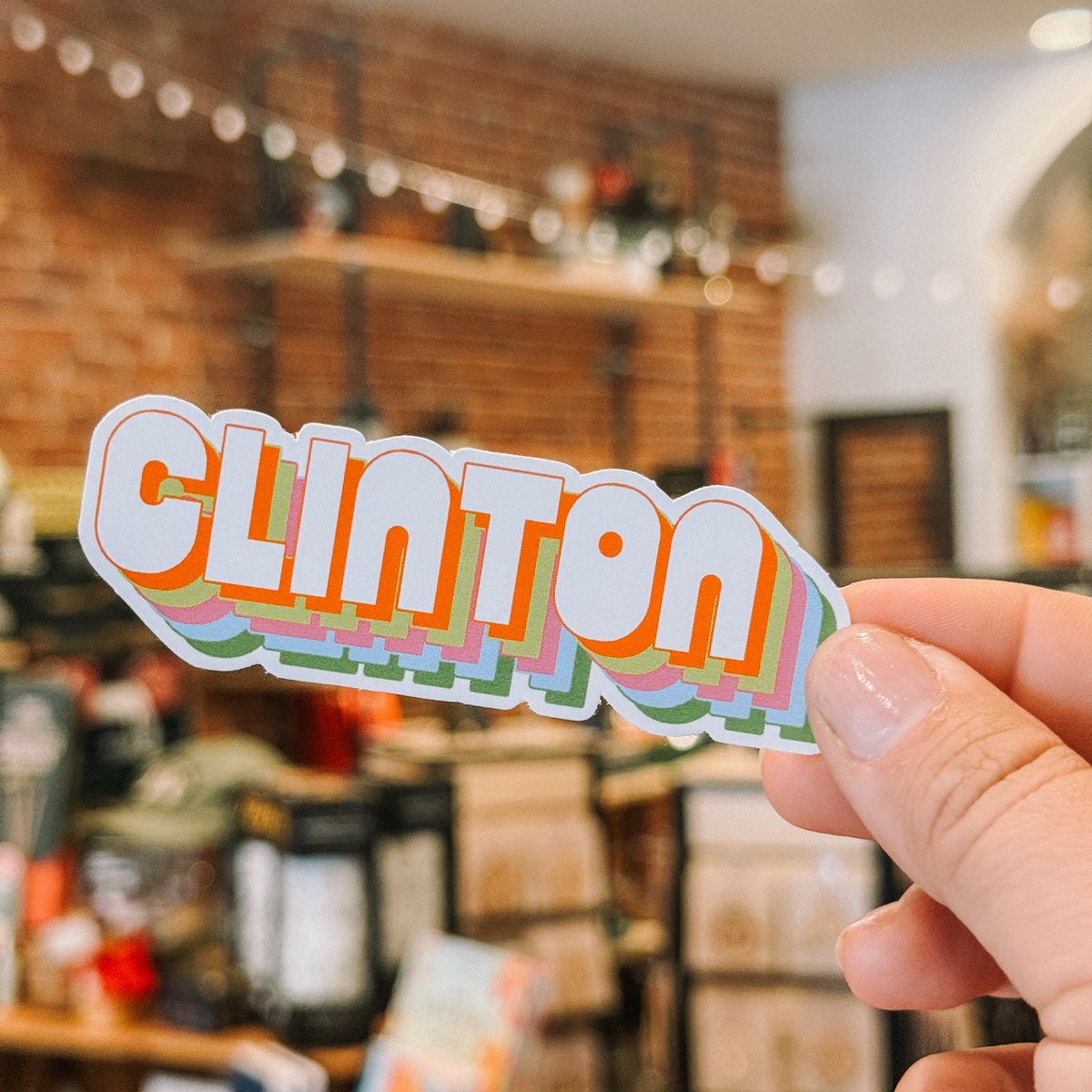Clinton Retro Neon Sticker