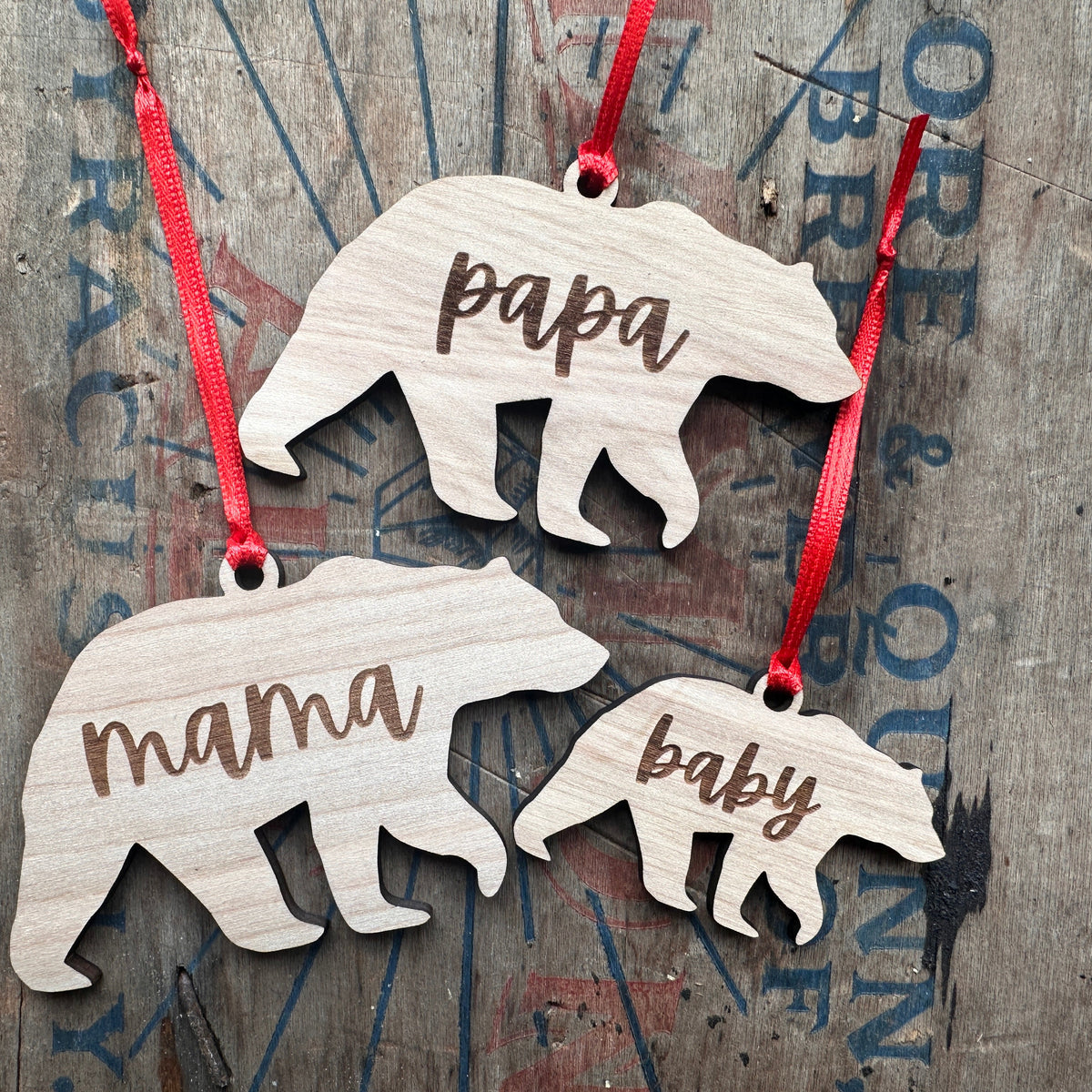 Papa Bear Wood Ornament