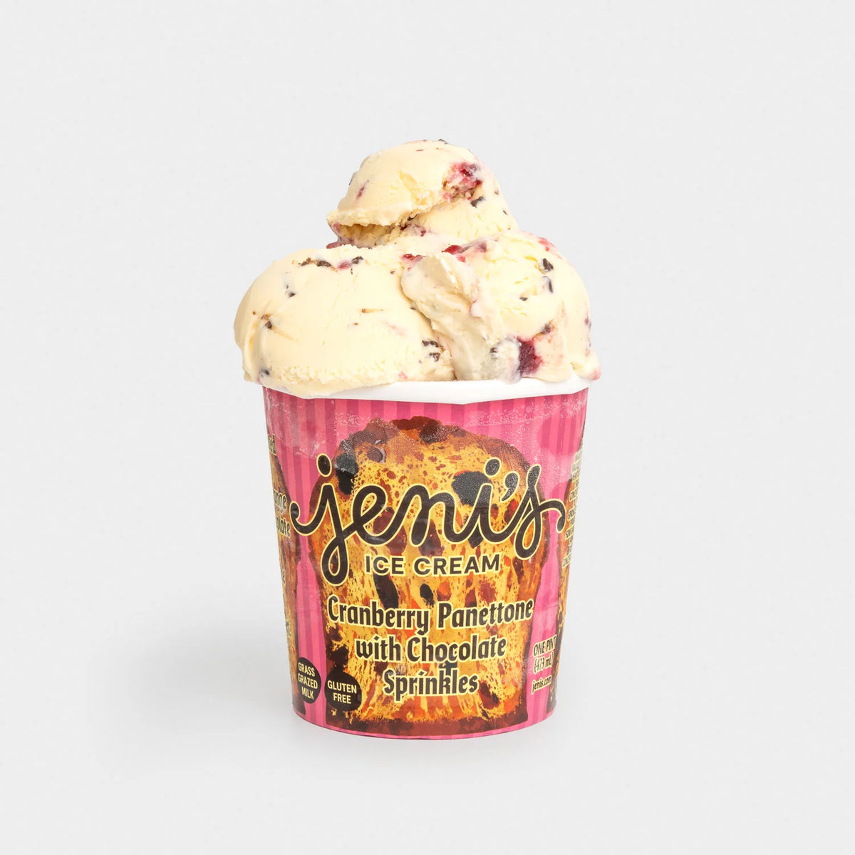 Cranberry Panettone with Chocolate Sprinkles Ice Cream Pint