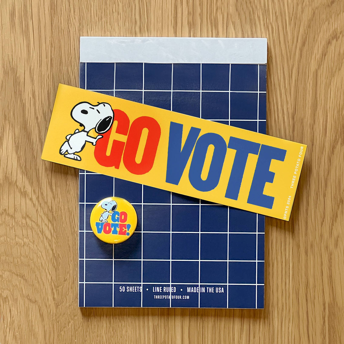 3P4 x Peanuts® - Snoopy Go Vote Button