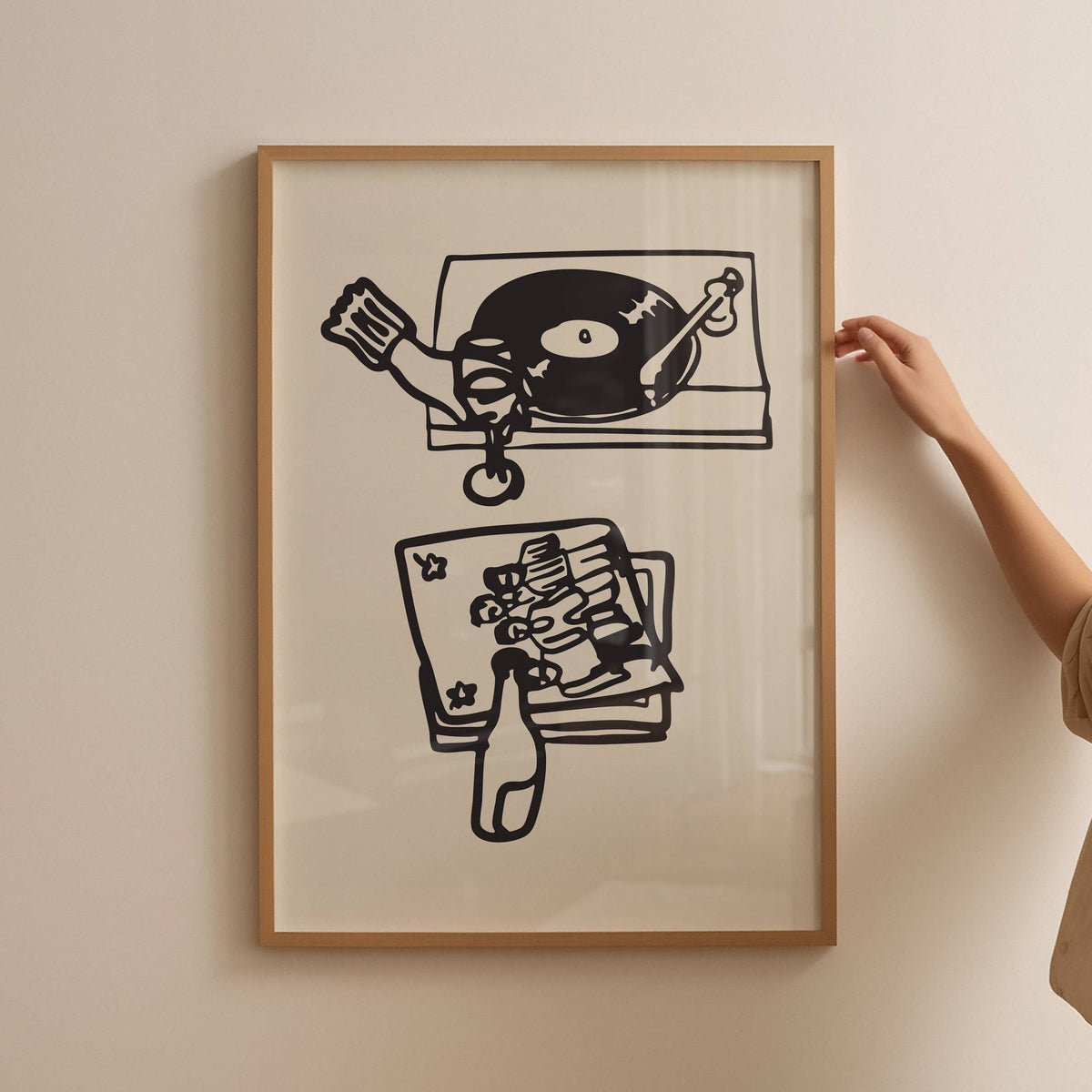 Vinyl &amp; Vino, Wine Art Print