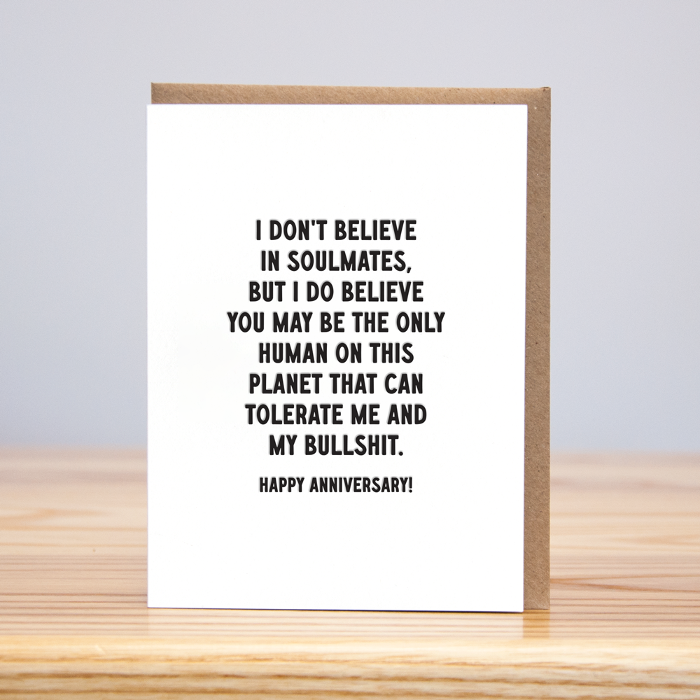 Tolerate Bullshit Anniversary Card (Letterpress)