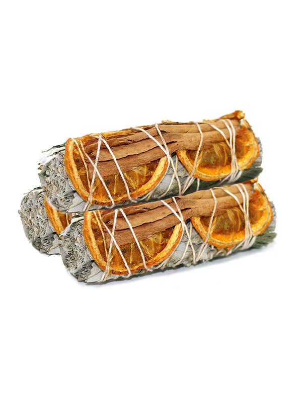 White Sage with Orange and Cinnamon Smudge Stick