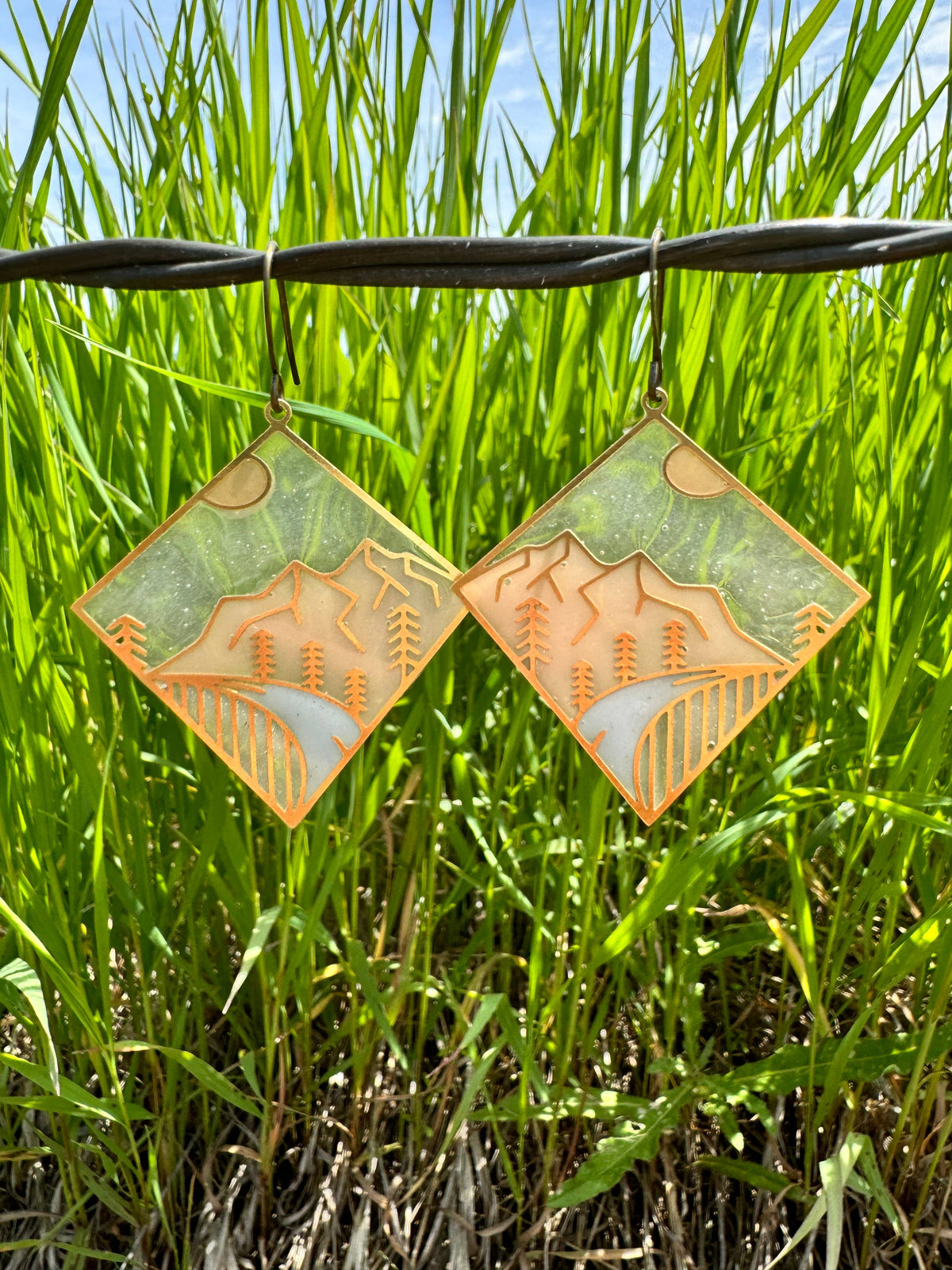 Going To The Sun // stained glass resin earrings