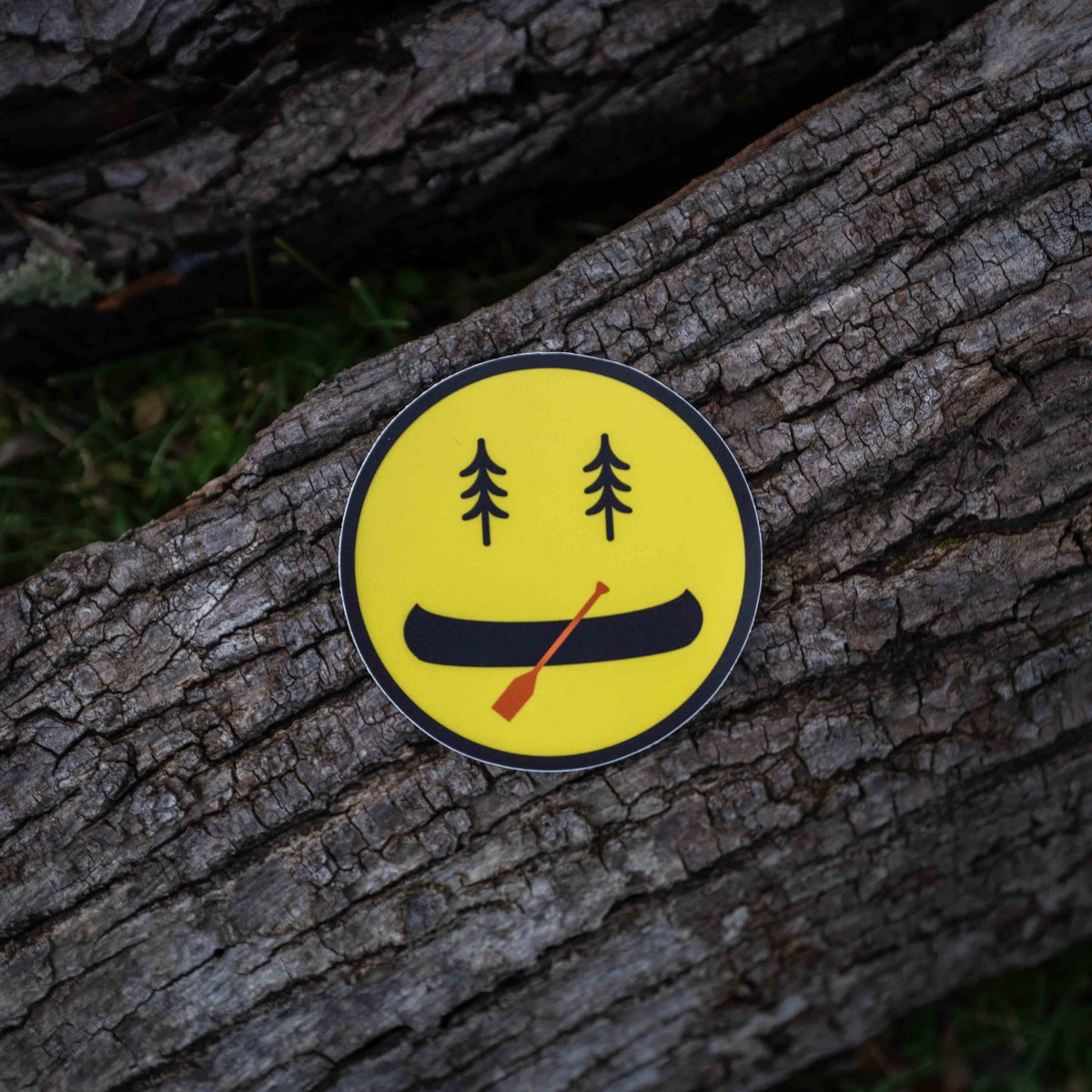 Happy Canoeing, Canoe Paddle Smiley Face Sticker