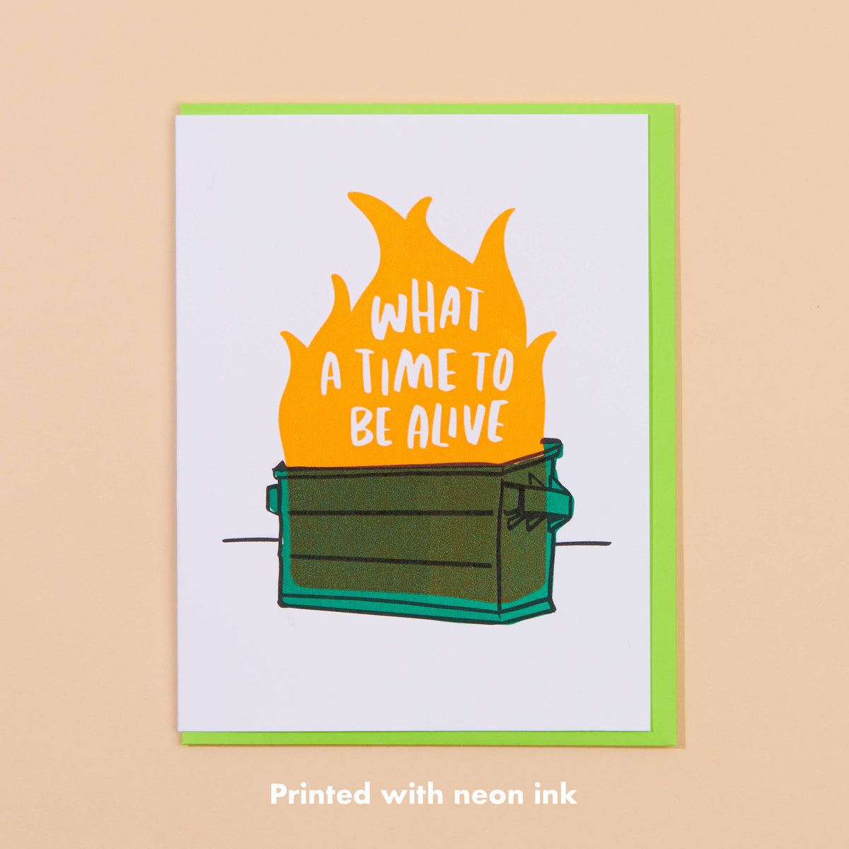 Dumpster Fire Letterpress Greeting Card