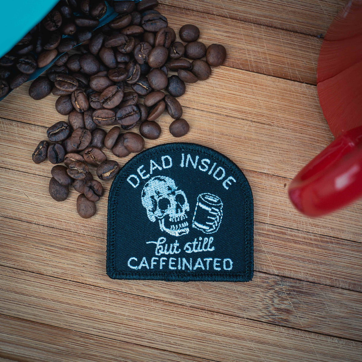 Dead Inside But Still Caffeinated Skull Coffee Patch