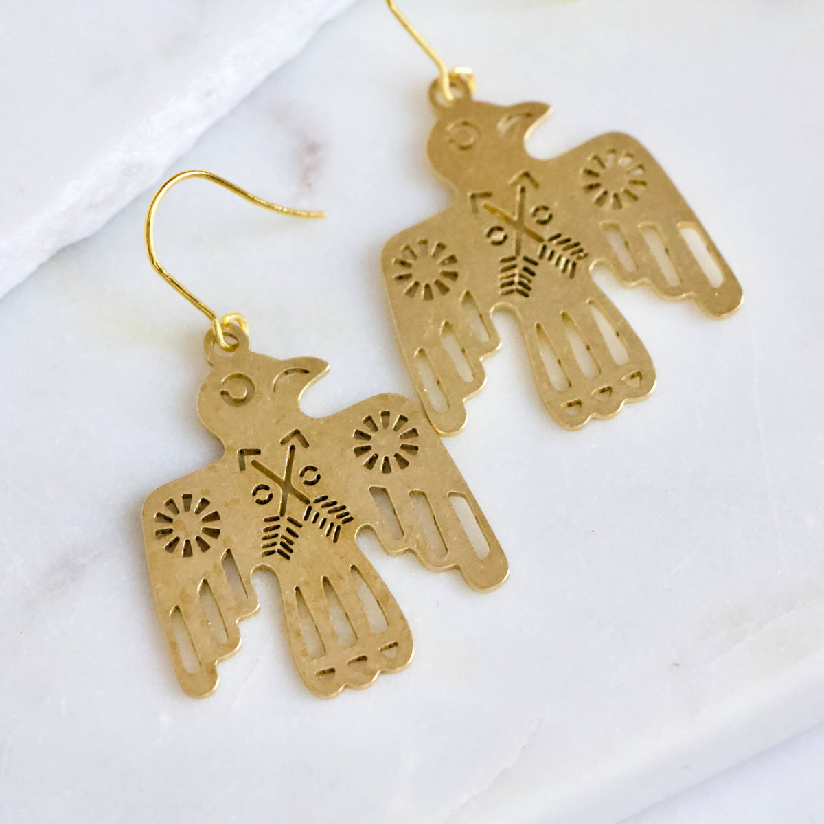 Brass Thunderbird Earrings