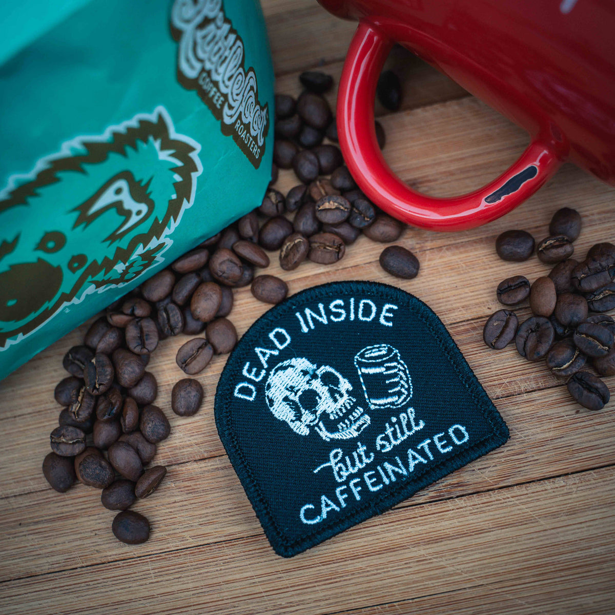 Dead Inside But Still Caffeinated Skull Coffee Patch