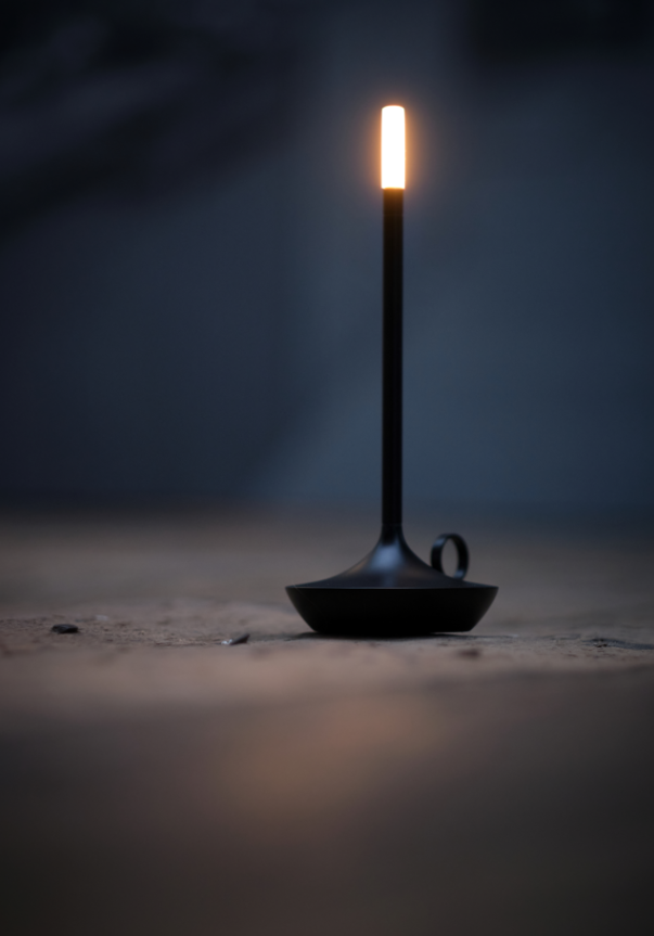 Wick Portable Rechargeable Black Lamp