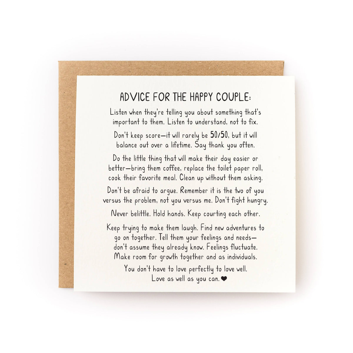 Advice for the Happy Couple Wedding Card