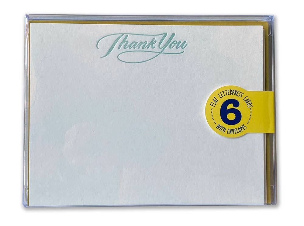 Thank You Script Boxed (Set of 6) Letterpress Cards