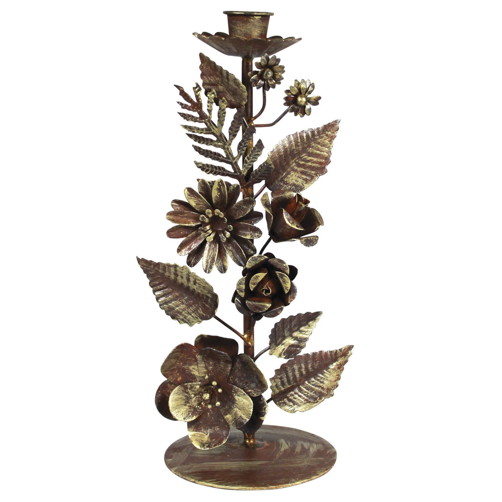 Barranca Floral Metal Taper Holder