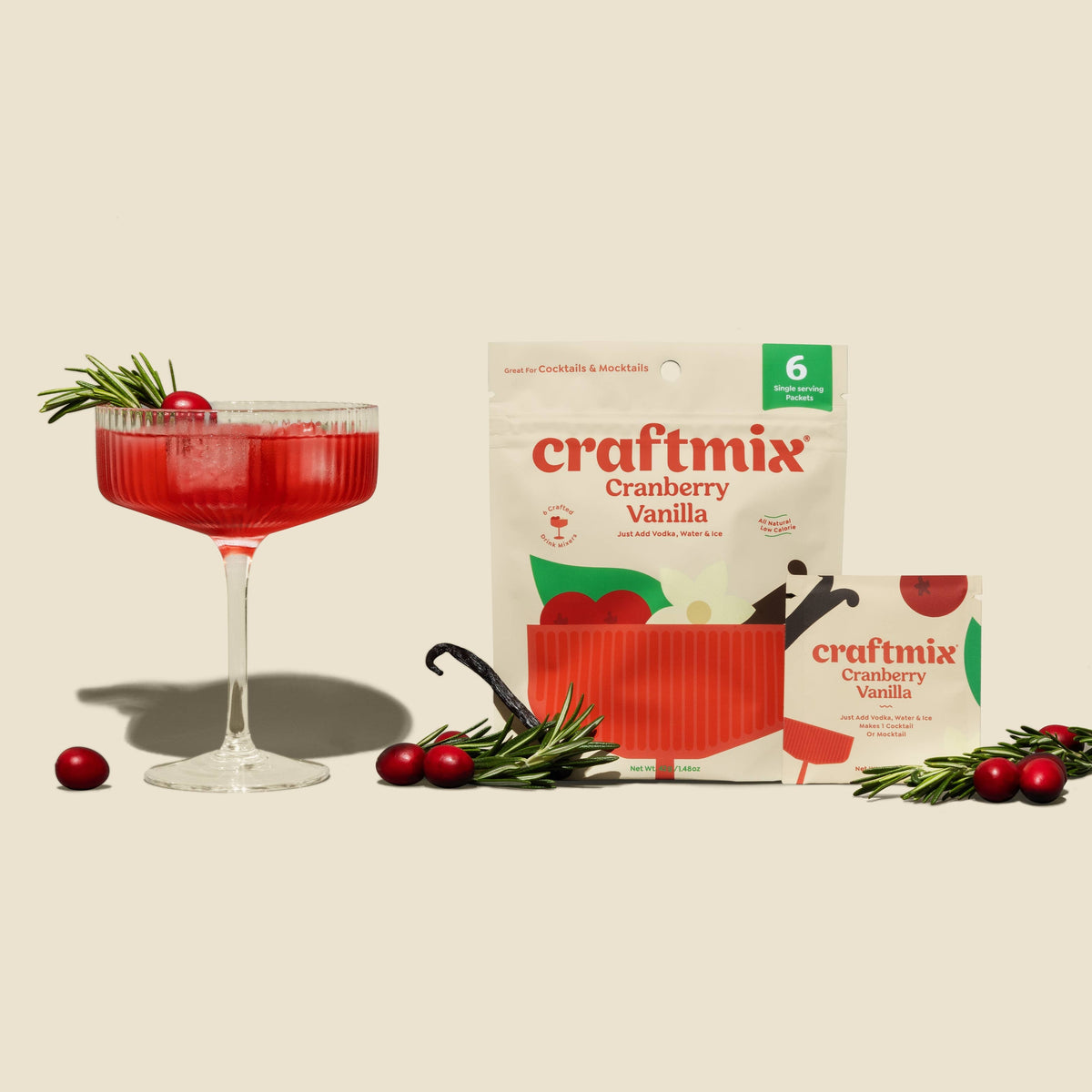 Cranberry Vanilla Cocktail Mixer - 6 Servings Multipack